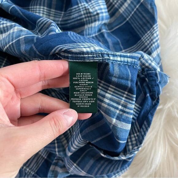 Ralph Lauren Blue Plaid Half Button Tunic Flannel Top M - Picture 5 of 5